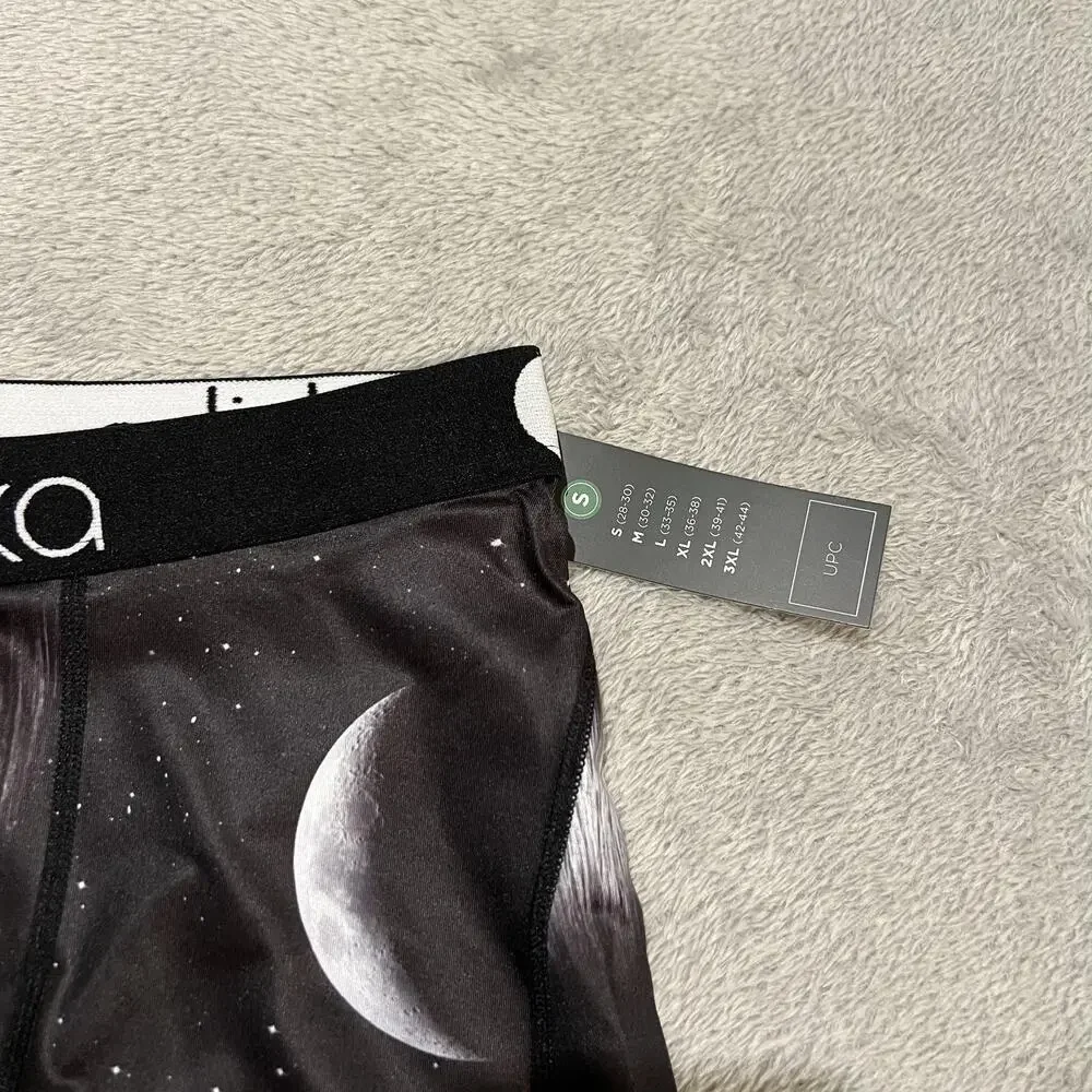 Ethika Dream Girl Boxer Briefs Mens Small Black Space Face Moon Underwear